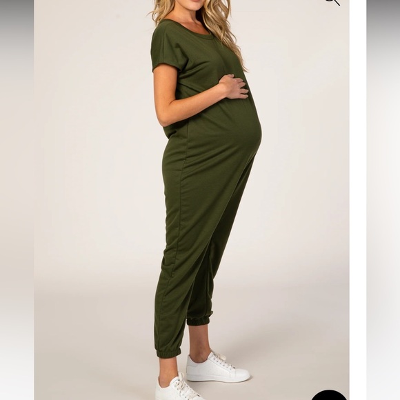 Green Maternity Jumpsuit - Picture 3 of 7